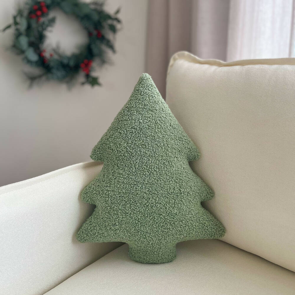 Small Green Christmas Tree Cushion Decorative