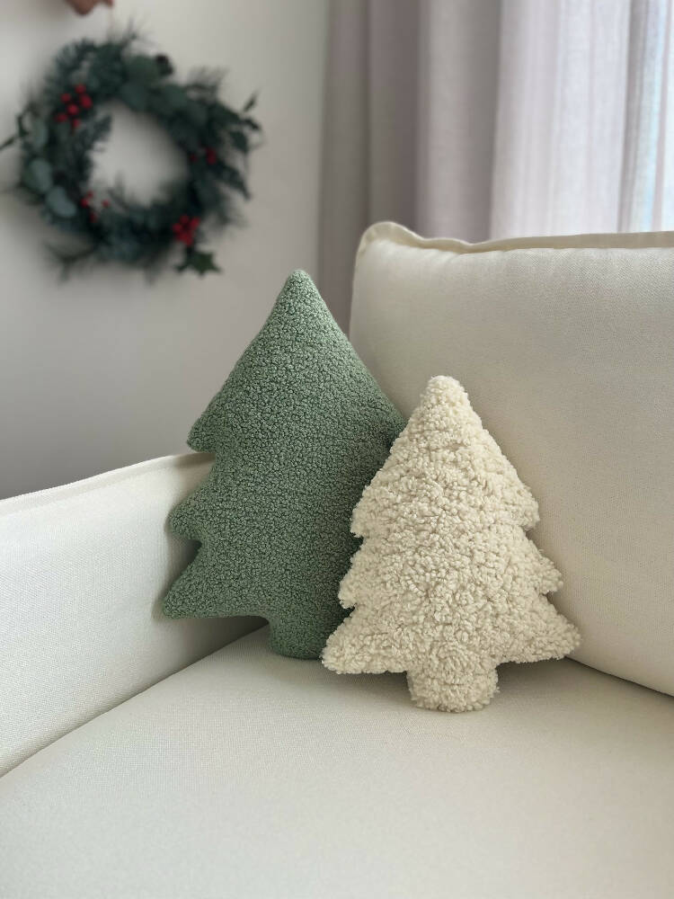 Ultra Fluffy Cream Christmas Tree Cushion Decorative