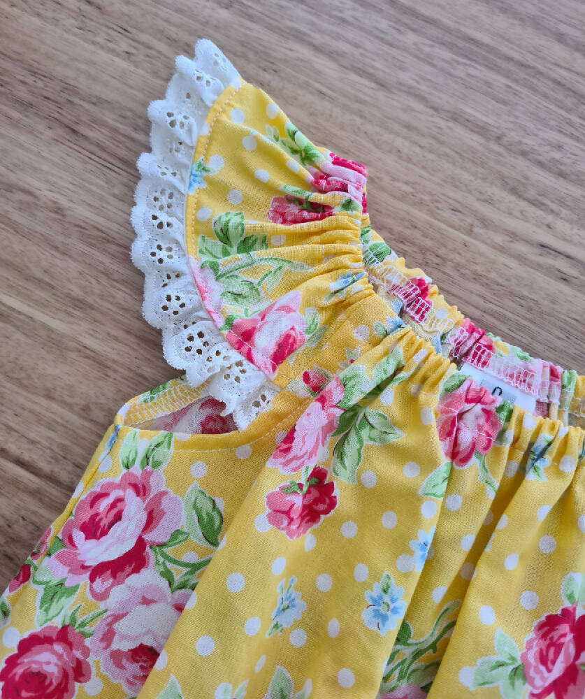 'Summer Rose' Seaside Baby Girl Romper / Onesie / Playsuit Size 0 (6 - 12 months)