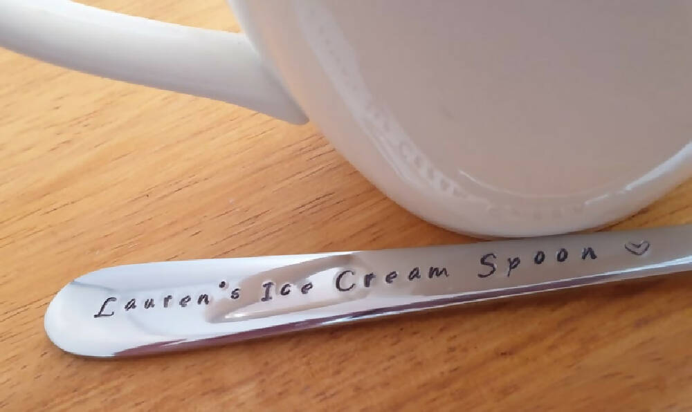 Custom Ice Cream Spoon, Fathers Day, Coffee,Hand Stamped, custom made