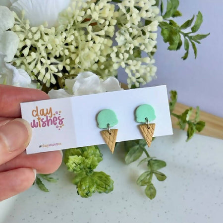 Mint Ice Cream Polymer Clay Earring