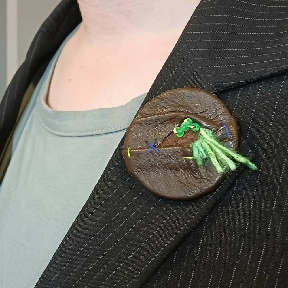 Monster Friends - Arthur Brooch - Leather Wearable Art