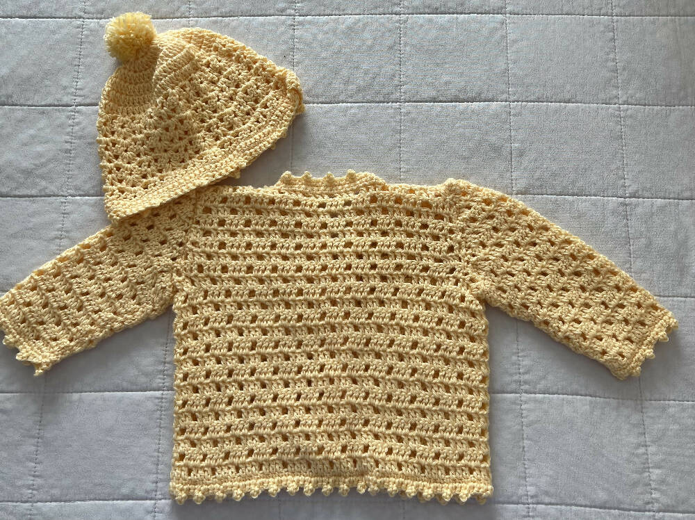 Crochet Baby Jacket and Beanie Set