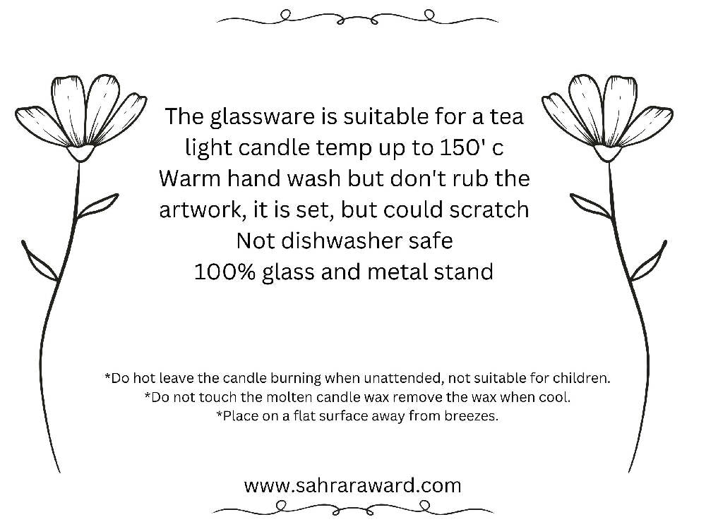 Glass candle Holder, Painted With Pink Butterflies, Tea Light Holder