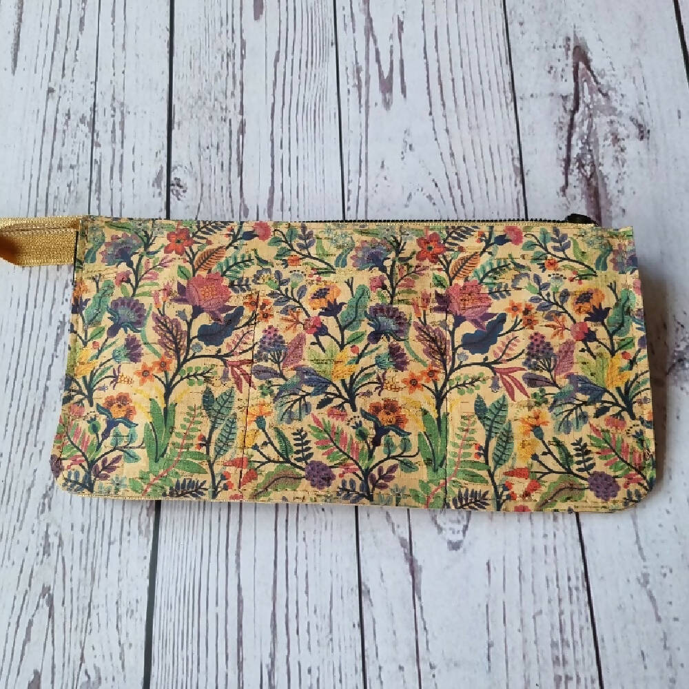 Cork Wallet with Front Flap Pocket Floral