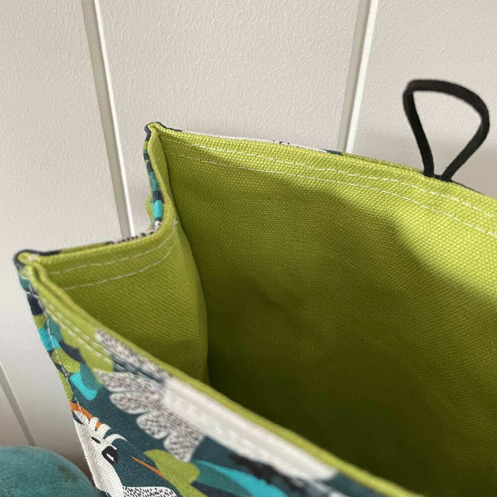 Lunch Bag Cotton Canvas~ Reusable, Fold Over~ Cockatoos