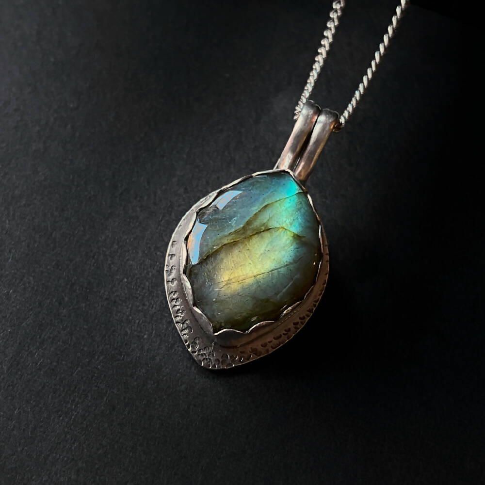 Pendant Sterling Silver Labradorite Marquis Bezel Set D