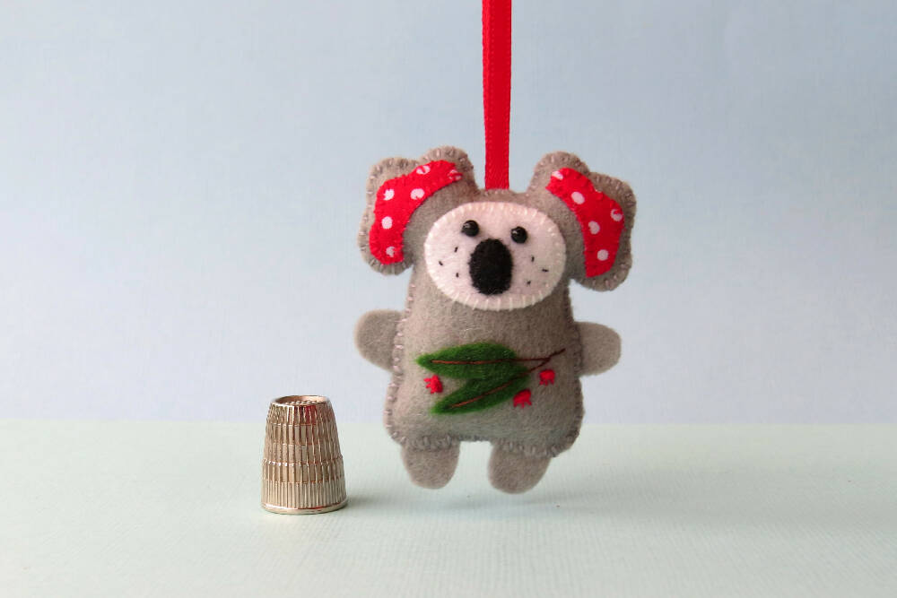 Christmas Ornament - Wool Felt Koala - Australian Animal