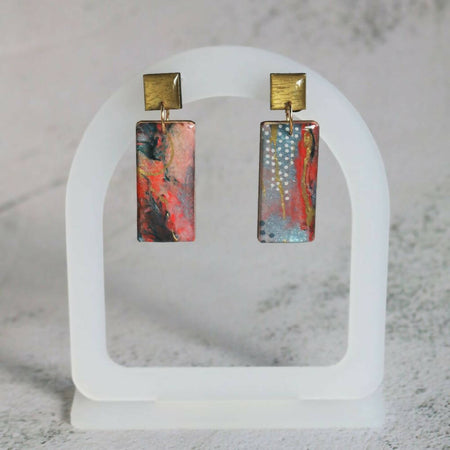 Sunset Sands Collection | Large Resin Dangles Earrings | Red Blue Shimmer