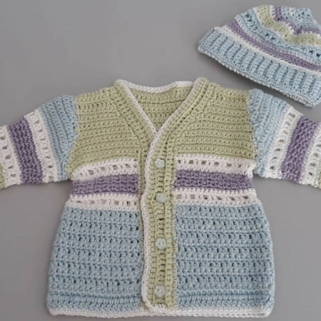 Baby Jacket Newborn & Bonnet in Pastels