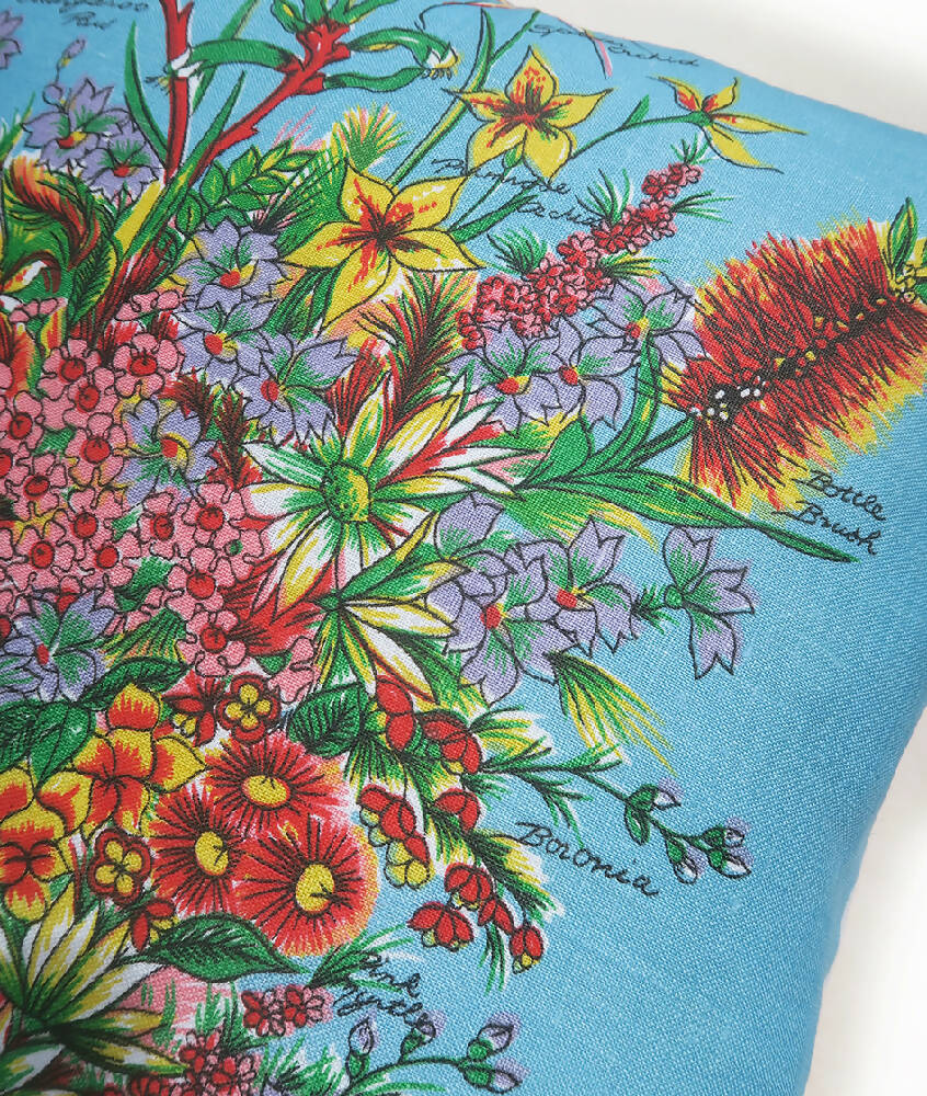 wildflowers on blue cushion 1b