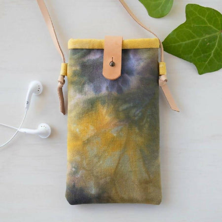 Ice Dyed Phone Carrier, Glasses Case, Yellow/Grey