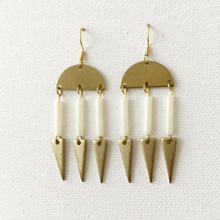 White and gold boho earrings