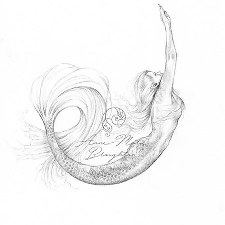 PRINT Mermaid Rise Swimming Underwater Art Pencil Drawing - 8x10 inch