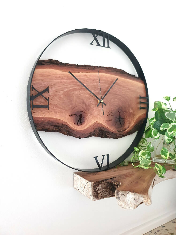 Wall Clock,51cm Diameter, Australian Made,wedding gift couple unique, hanging art feature, Fifth Wedding Anniversary Gift,