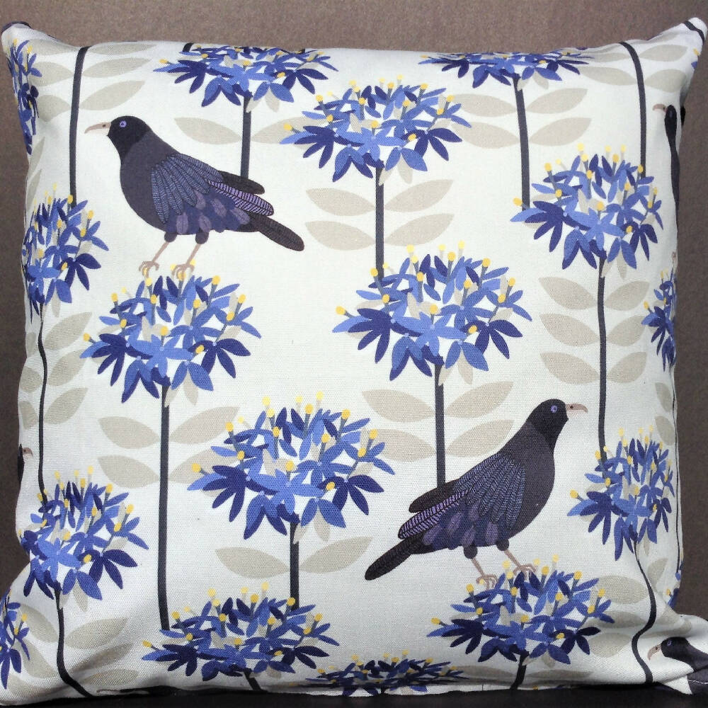Blue Floral Bird Cushion Covers | Botanical Cottage Decor | 45x45cm
