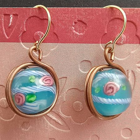 'Floating Roses' Copper Wire-Wrap Earrings