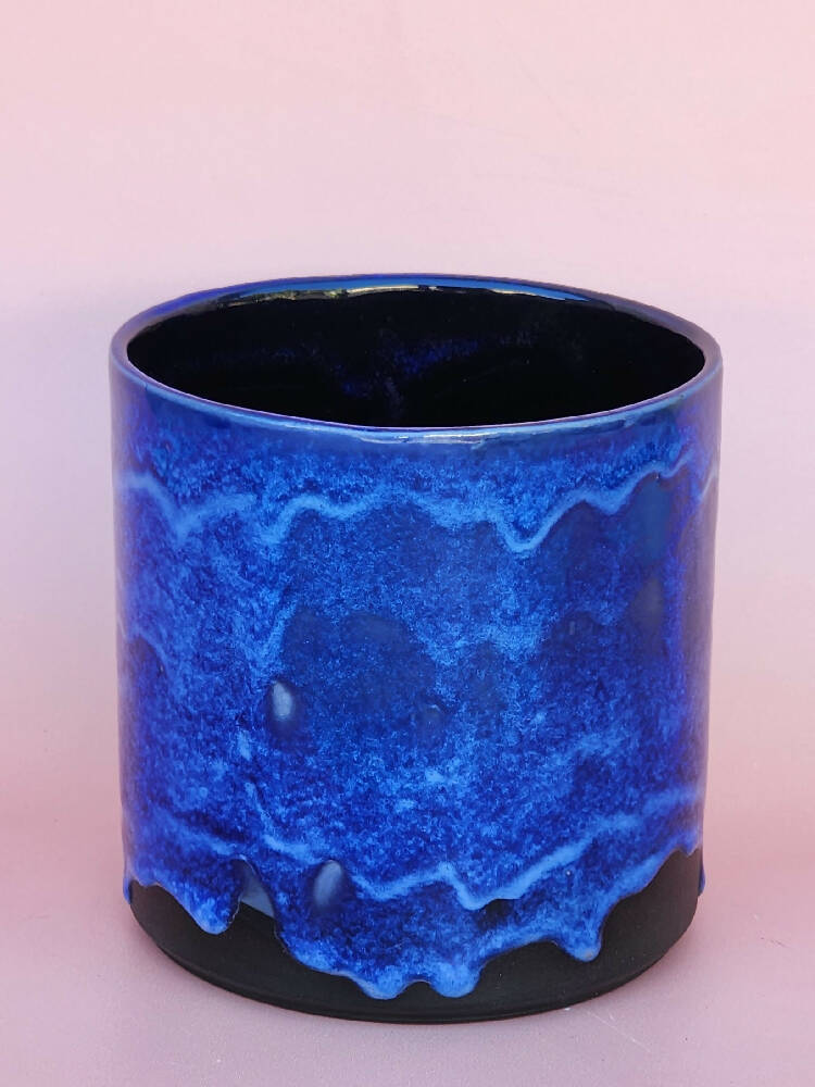 Handmade Ceramic Cover Pot - Indigo Blue Glaze