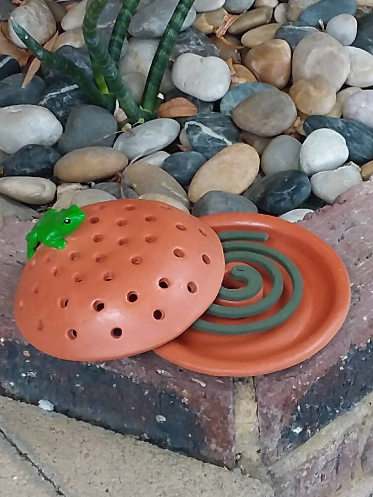 Mosquito Coil Holder with built in stand, Frog Design