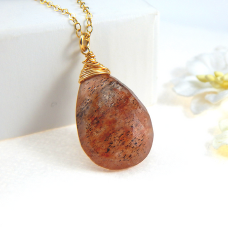 Red Rutilated Quartz Pendant Necklace, Imperial Red Rutile Necklace