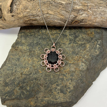 Cosmos | Rose gold caged bead pendant