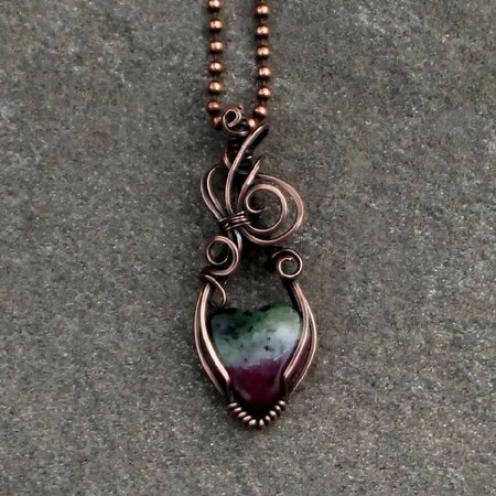 Ruby in Zoisite heart with copper 