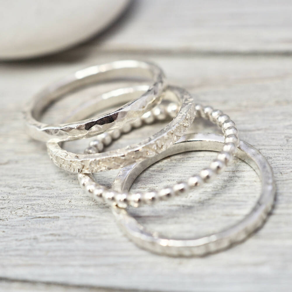 Hammered sterling silver ring | 2mm silver ring | Handmade silver jewellery | Stacking ring