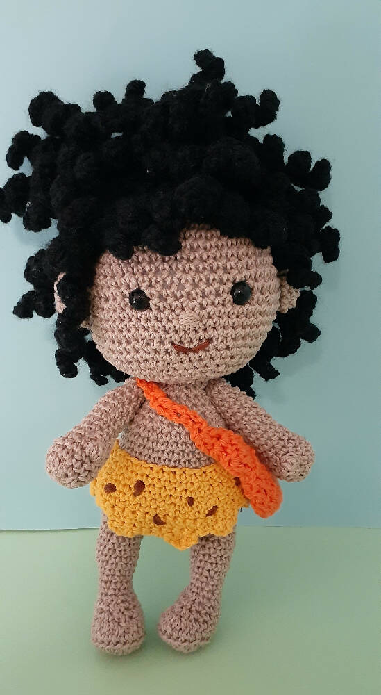 Dave the caveboy, crocheted doll