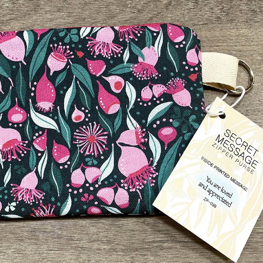 Zipper Purse - Australian Native Floral Eucalyptus Gum Nuts #39