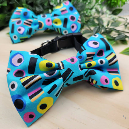 Bow Pet Collar - Licorice Allsorts - Fabric Elastic Loops - Hairbow