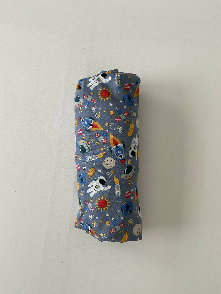 Fitted Cot Sheet - Space, Rockets, Moon, Stars and Astronauts