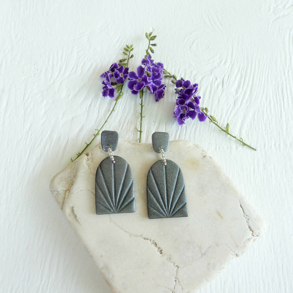 Grey Polymer Clay Earrings "Arches Graphite"
