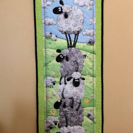 Sheep Grow Chart Wall Hanging Quilted