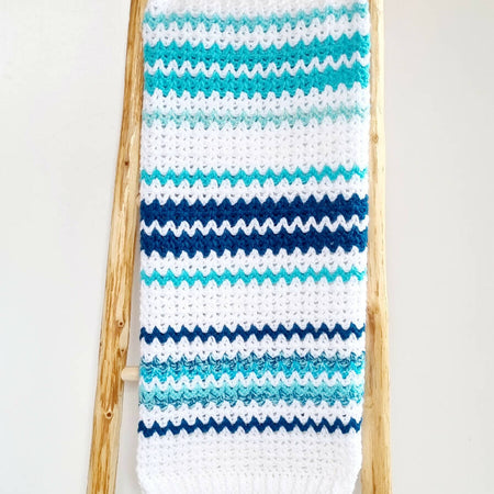 Baby Blanket | Afghan | Teal, Turquoise, Mint & White | Chunky | Newborn | Handmade | Crochet