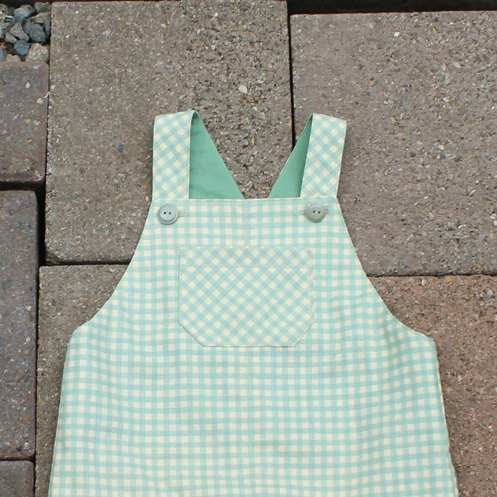 Overalls - Size 2 - Sage Green Gingham