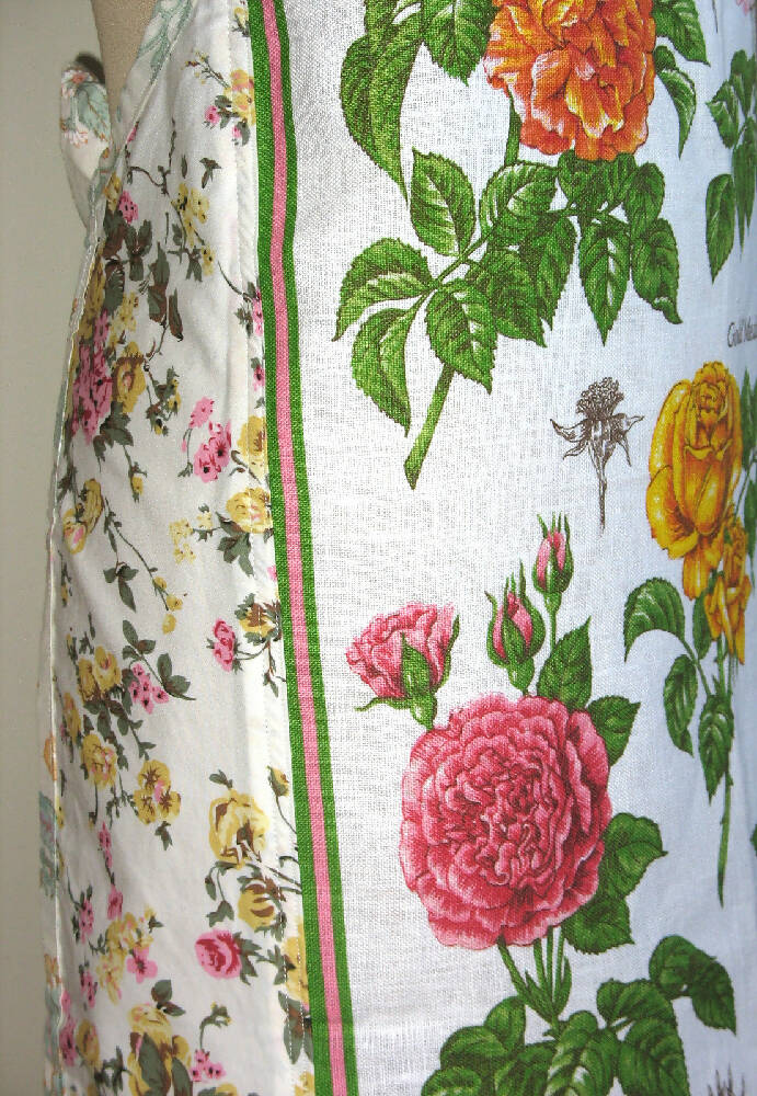 Handmade Topiary Plant or Roses - Vintage Linen Tea Towel APRON : Choose One