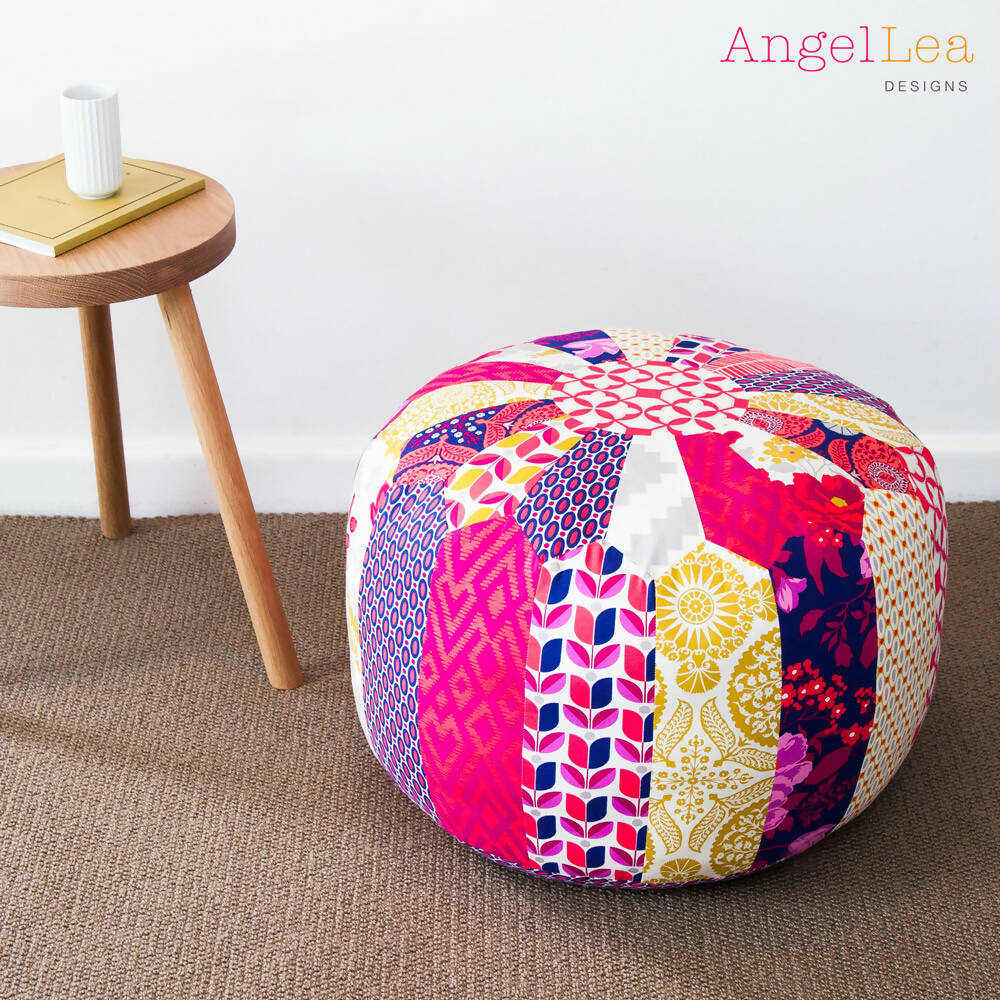 Patchwork Pouf HARD COPY Paper Sewing Pattern Moroccan Ottoman Pattern
