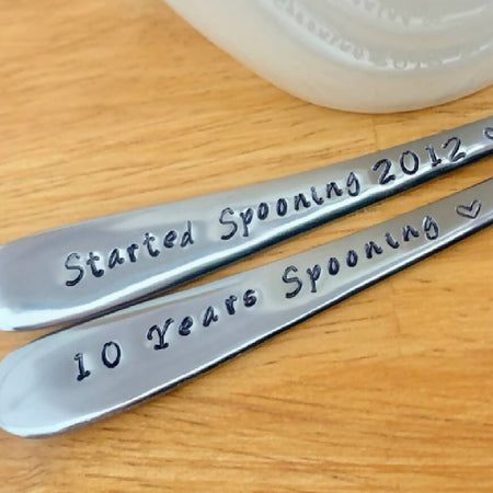 Customised Still Spooning, Wedding Anniversary, Customise Hand stamped Spoons