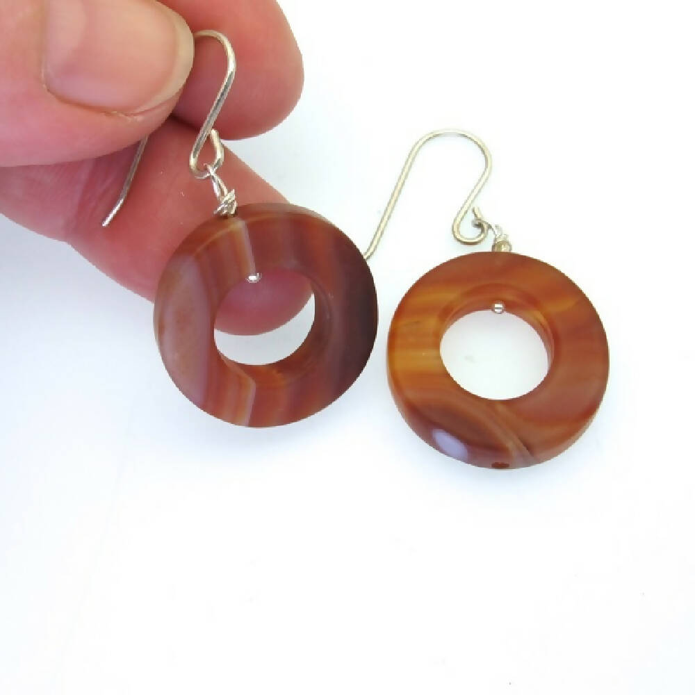 Matte carnelian chain and earring set