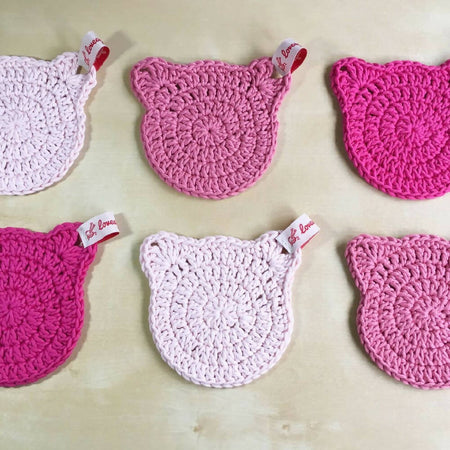 Crochet Cotton Cat Coasters