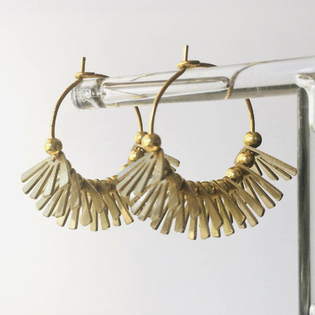 Gold fan hoop earrings