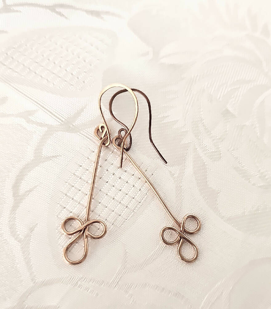 Wirework Dangle Earrings in Rose Gold Colour