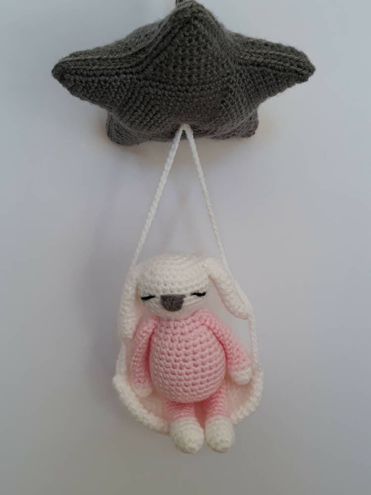 Handmade crochet bunny rabbit baby mobile