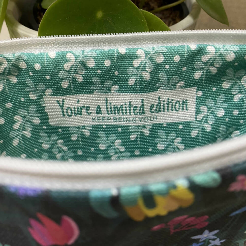 Zipper Purse - Australian Floral with budgies with a Secret Message inside #36