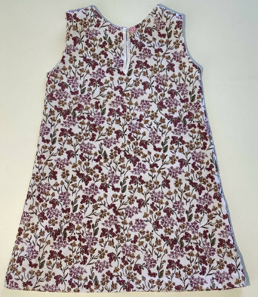 Girls A-Line Floral Corduroy Dress