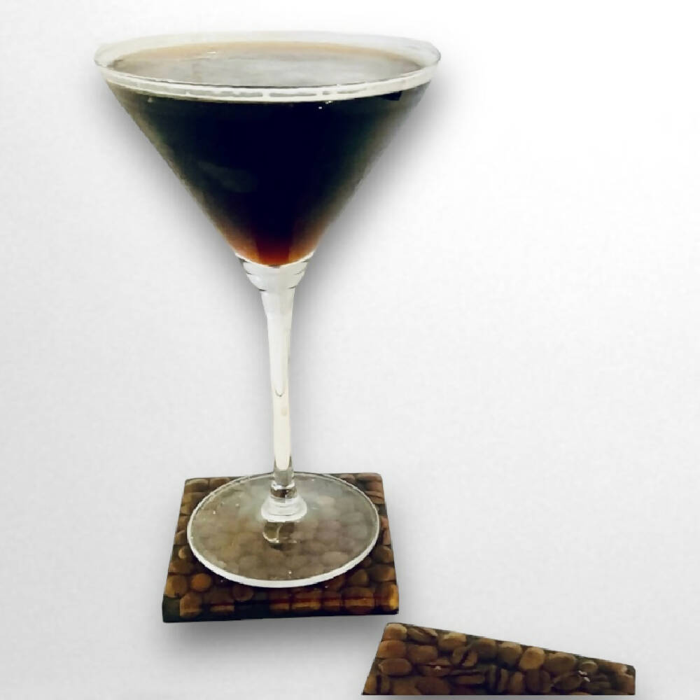 Set of 2 Square Coffee Bean Drink Coasters