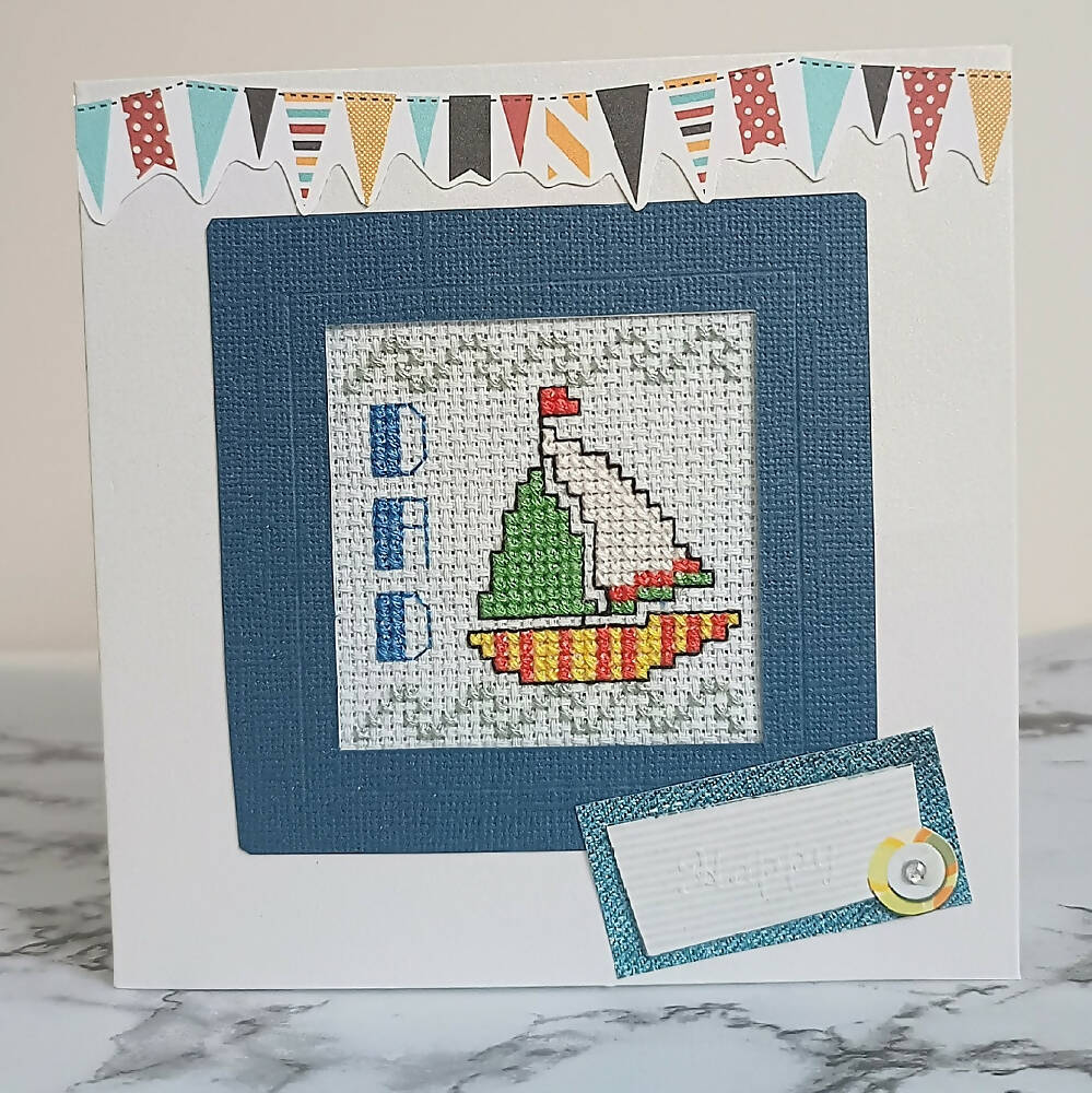 Cross Stitch Greeting Card for Dad