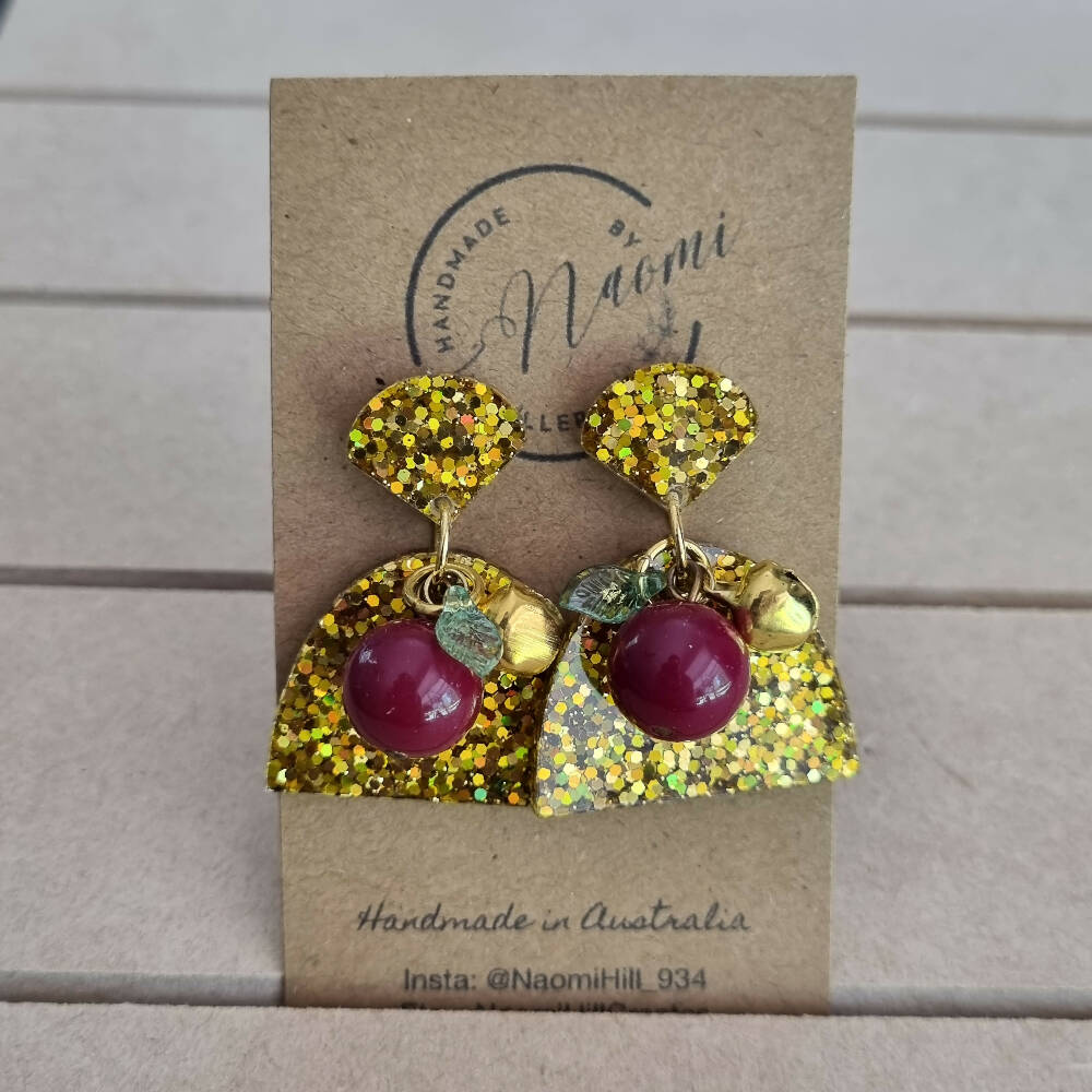 Christmas sparkle dangle resin earrings