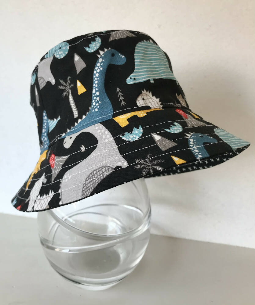 Summer hat in fun dinosaur fabric