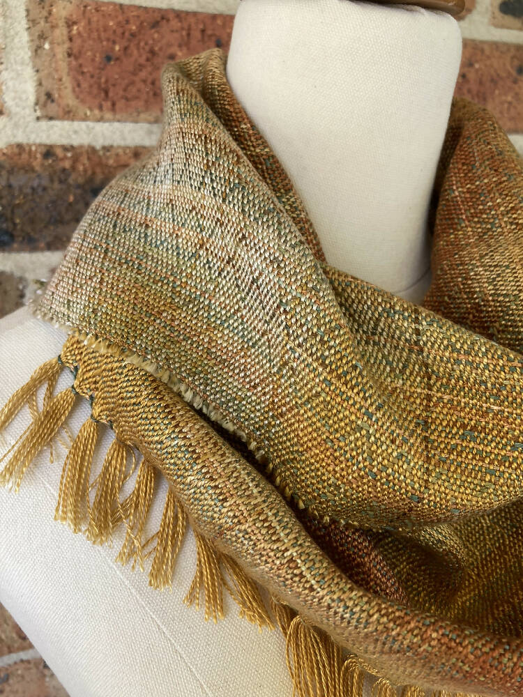Cowl/infinity scarf - handwoven and hand-dyed - tencel/silk
